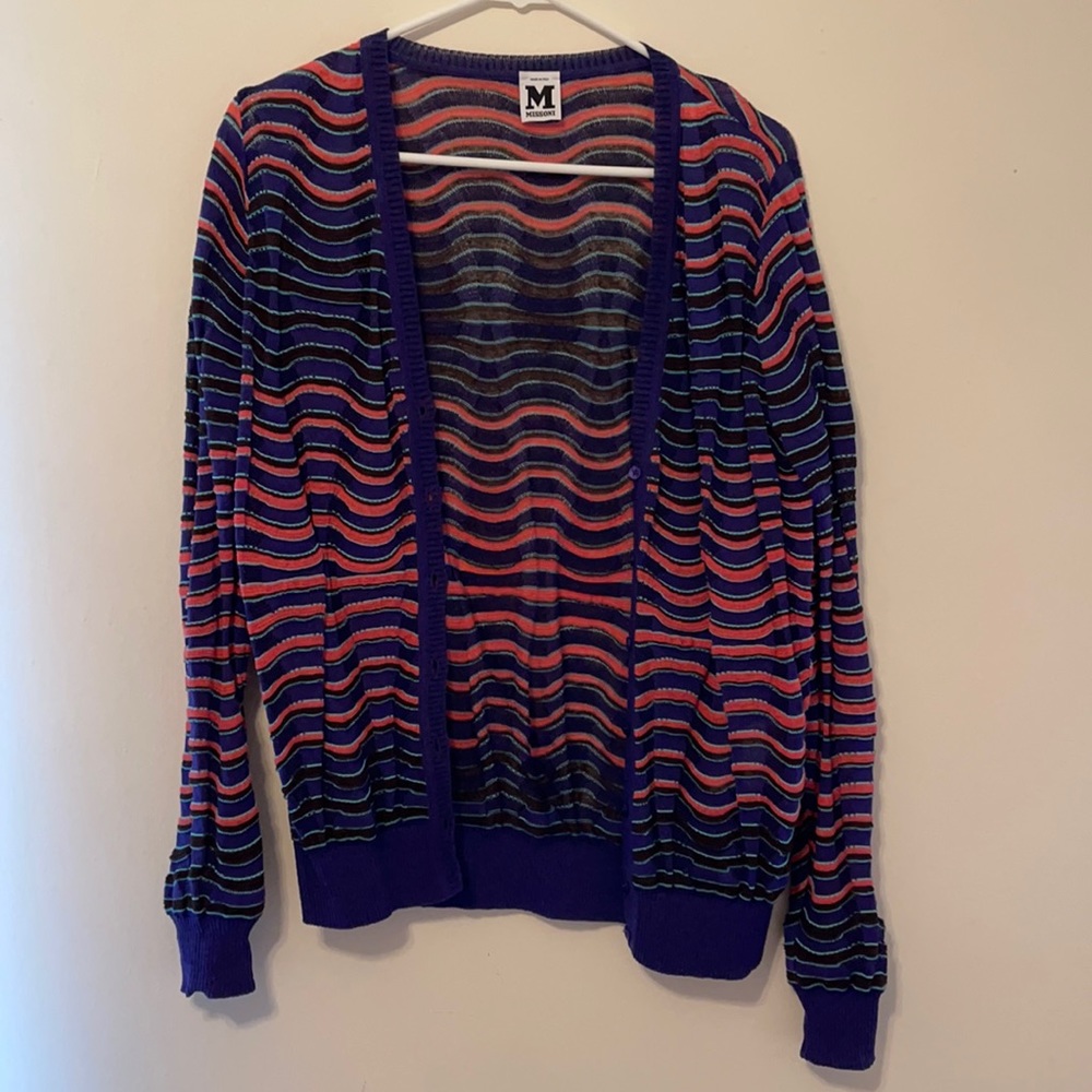 Missoni Purple, Pink & Blue Striped Open Cardigan